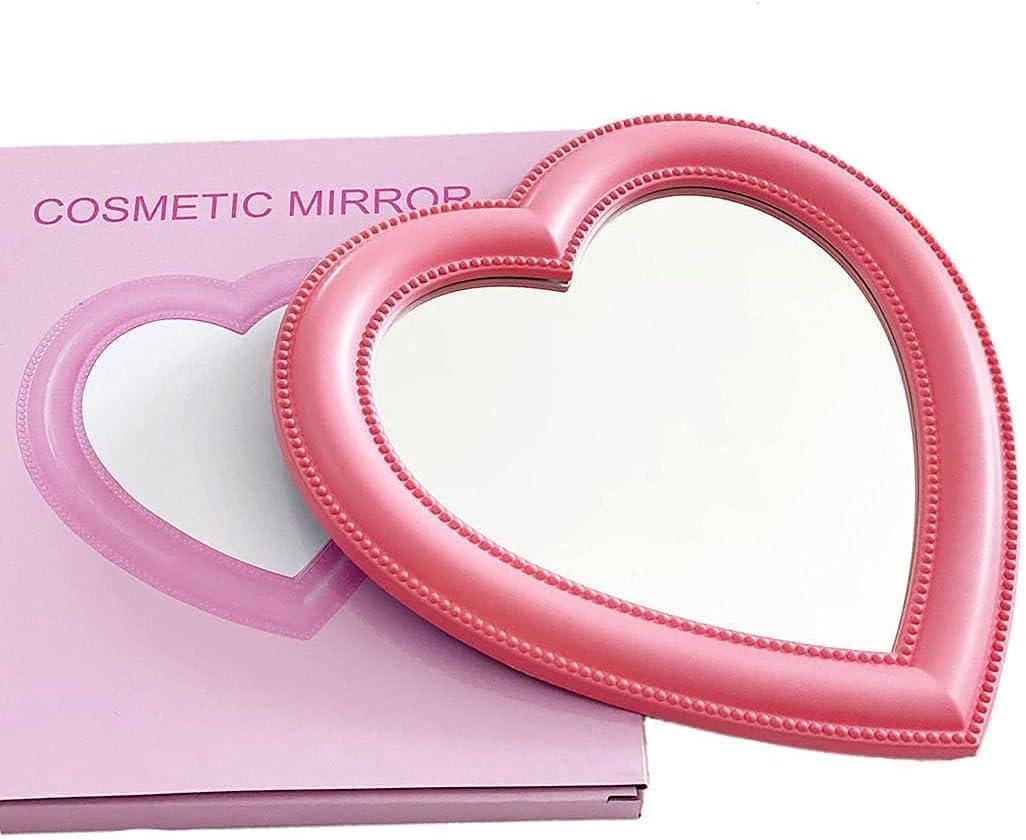 Yeekea Heart Shape Makeup Mirror Heart Mirror Cosmetic Desktop Mirror