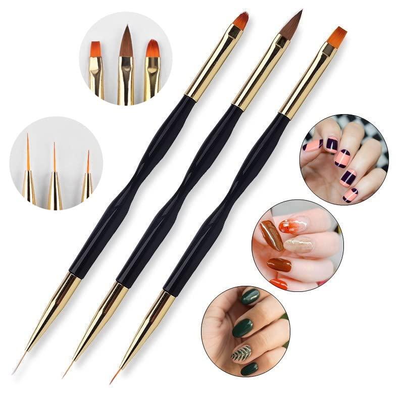 FULINJOY Nail Art Liner Brushes, 7mm/9mm/11mm UV Gel Painting Nail Art  Design Brush Metal Handle Nail Drawing Pens (3PCS, Black) - Yahoo Shopping