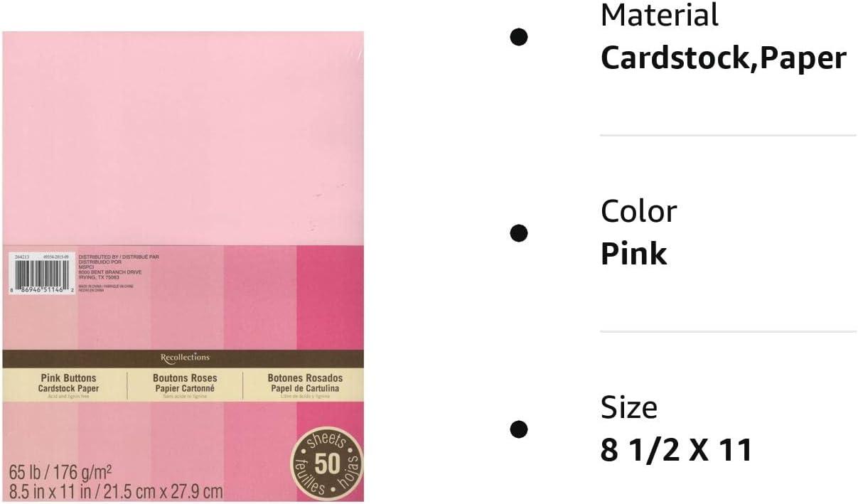 Recollections Cardstock Paper 8 1/2 X 11 Pink Buttons - 50 Sheets