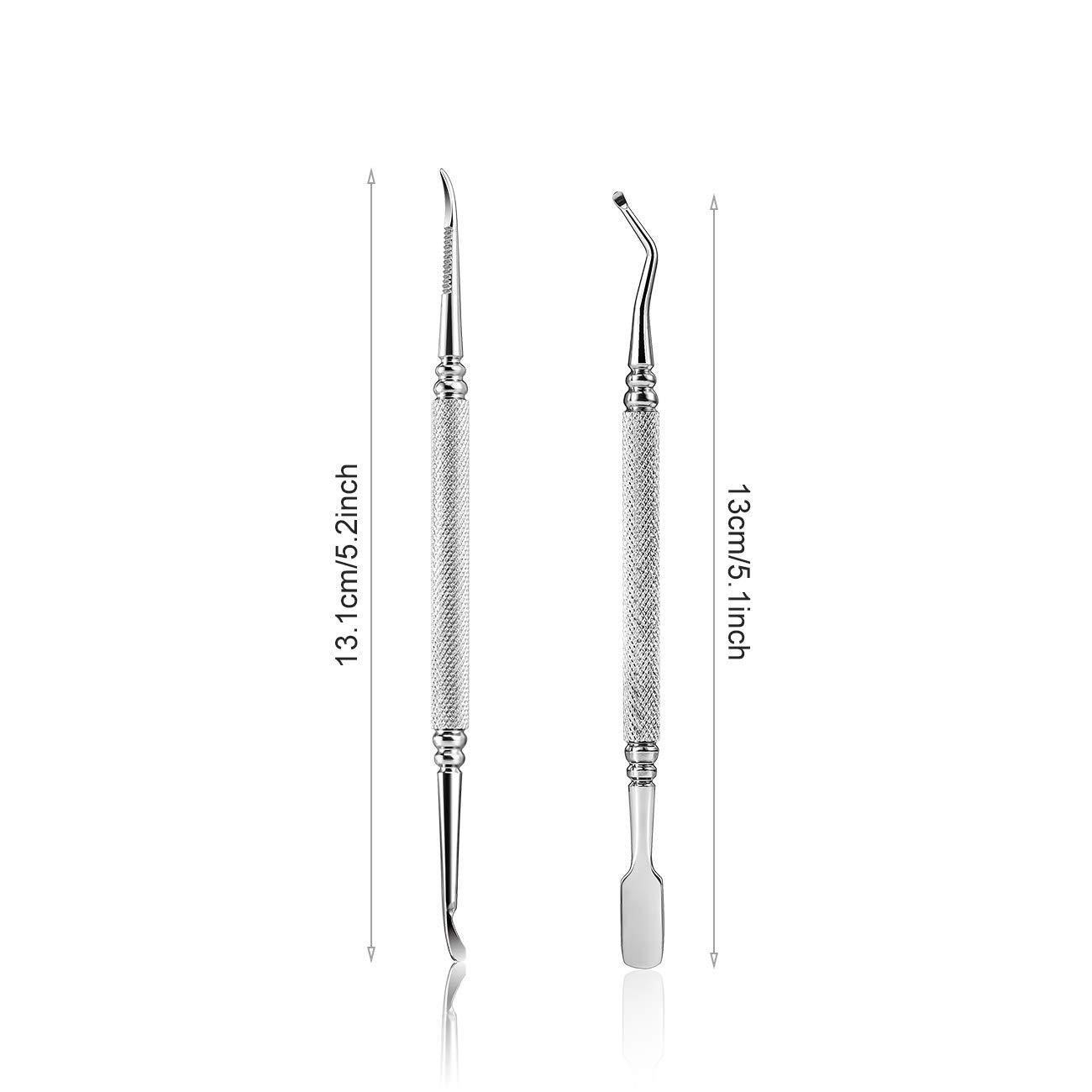 VGE BON Metal Cuticle Pusher and Nail Cleaner Set - Complete with Nail  Files, 100 Disposable Bands, and Precision Tip for Natural Nail Preparation  and