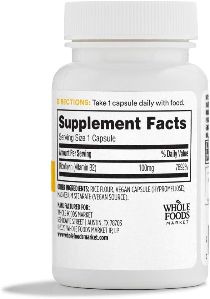 365 by Whole Foods Market Vitamin B2 100Mg 100 Veg Capsules