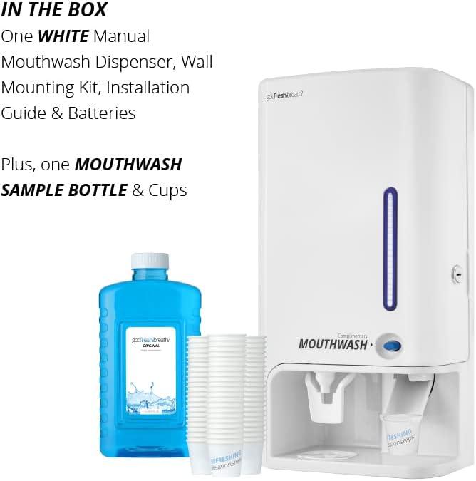 Slim Manual Mouthwash Dispenser for GotFreshBreath AlcoholFree