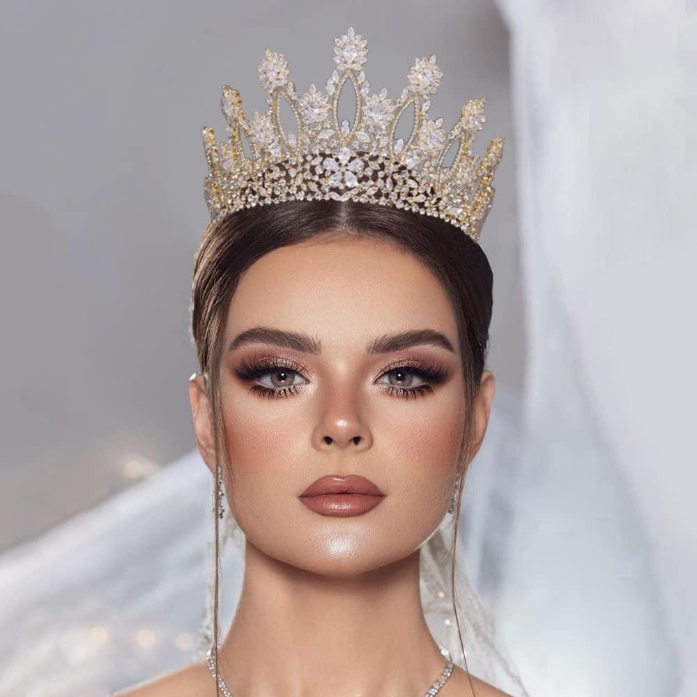 Jorsnovs Luxury Zirconia Pearl Tiaras Bride Leaf Shape Crowns Birthday Part Lauren Ralph Lauren Sterling Silver Cubic Zirconia \u0026 Pearl Drop Stud  Earrings