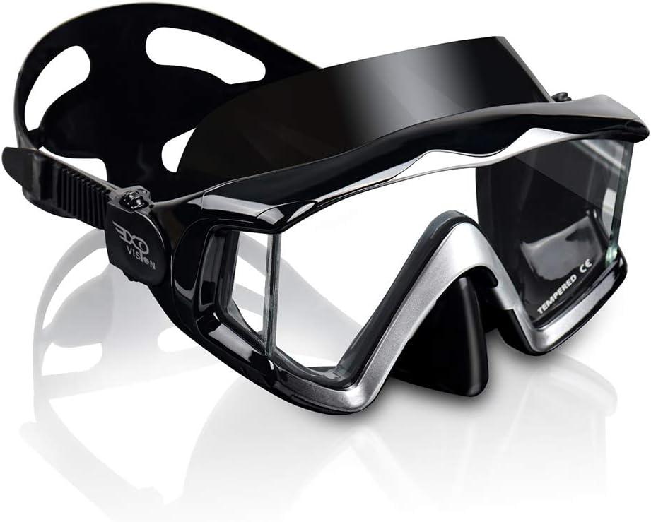 Adult Pano 3 Window Scuba Diving Mask, Tempered Glass Snorkel Dive Mask