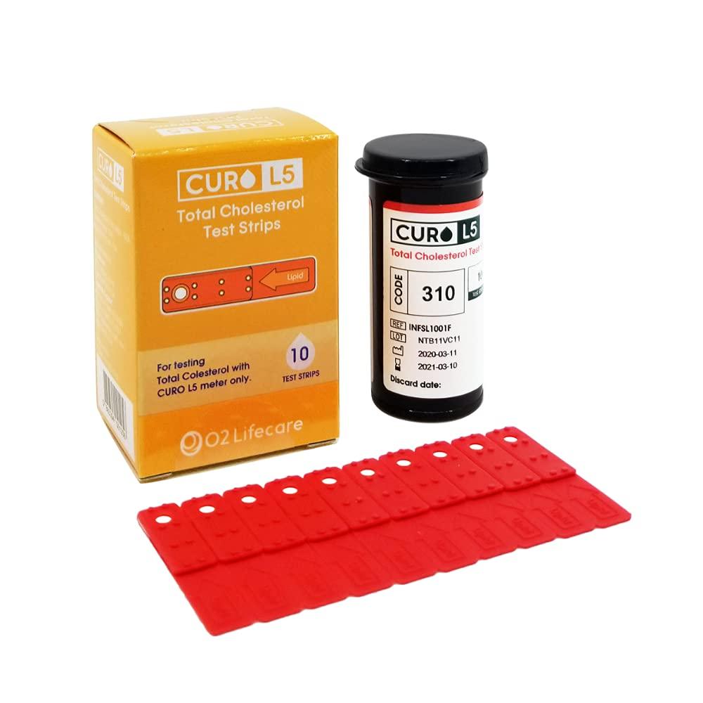 Curo L5 Blood Cholesterol Test Strips 10 Total Cholesterol Test