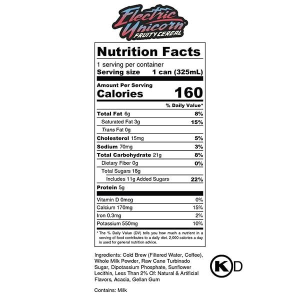 Bones Coffee Company Electric Unicorn Cold Brew Latte Fruity Cereal 11