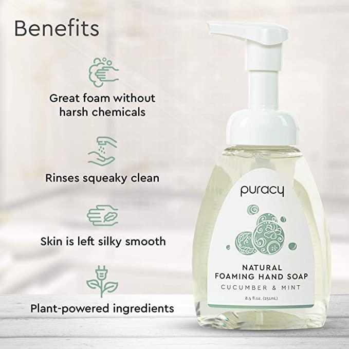 Puracy Natural Foaming Hand Soap Refill, Gently Scented with Real