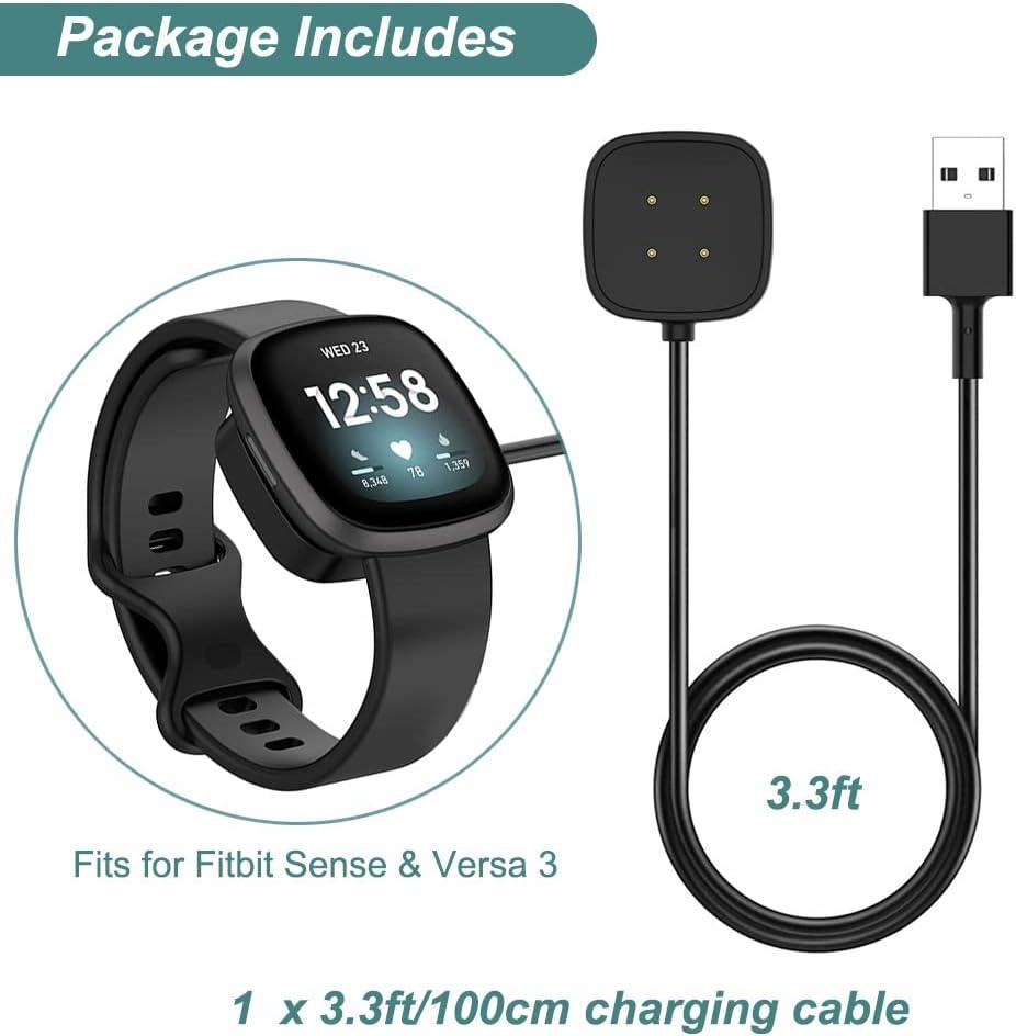 USB-Ladegerät mit Ständer für Fitbit Versa 3 - 4 und Fitbit Sense 1 - 2