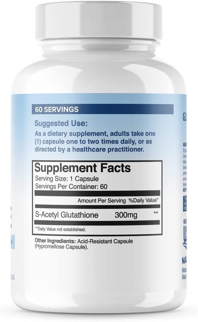 S-Acetyl L-Glutathione 300mg Capsules - Extra Strength Acetylated  Glutathione for Bioavailable Absorption - 60 Caps - Glutathione Gold 300mg  | Buy Now with Express International Delivery | GoSupps.com