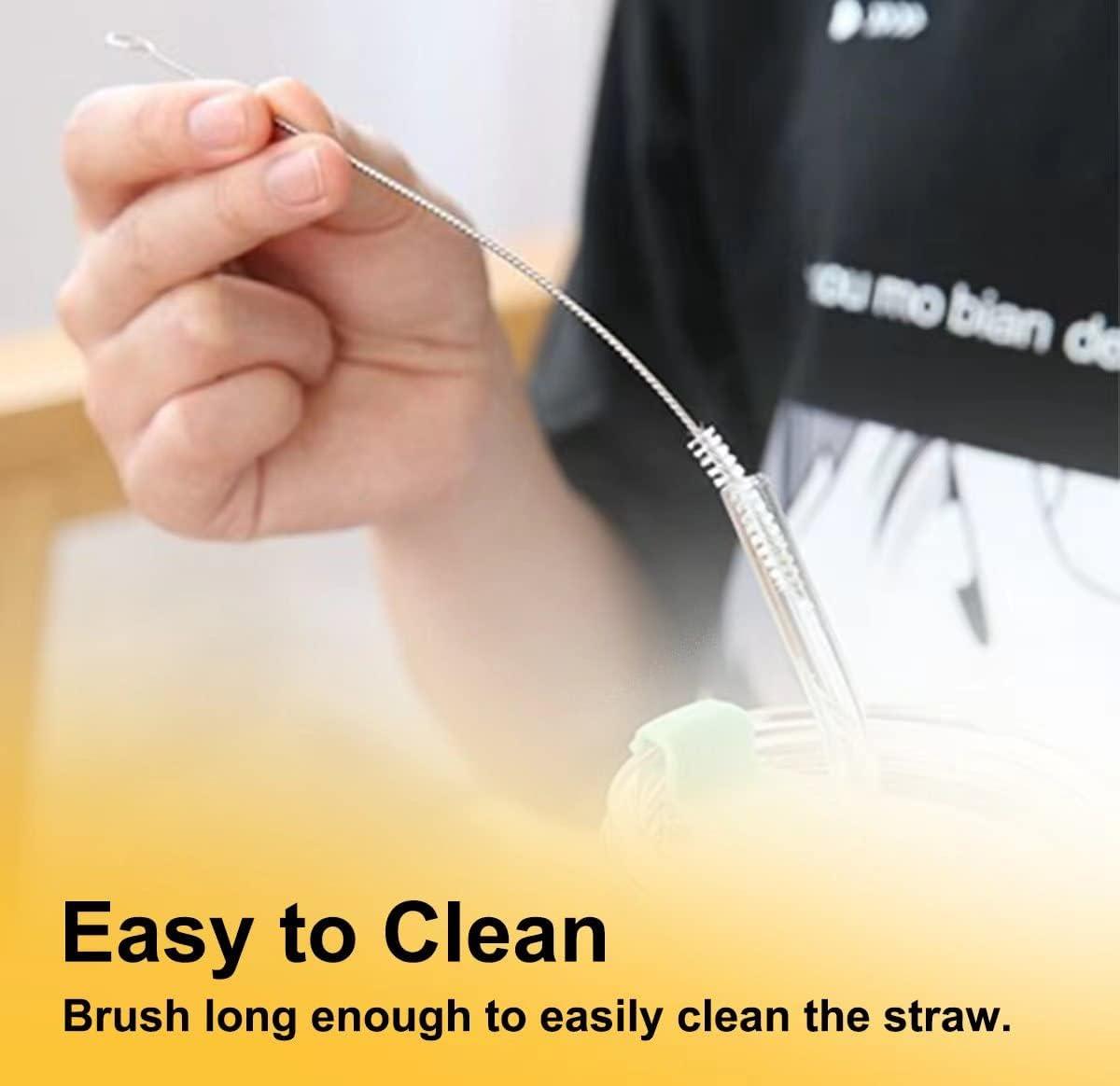 6Pack Reusable Clear Straws with Cleaning Brush Replacement Straws
