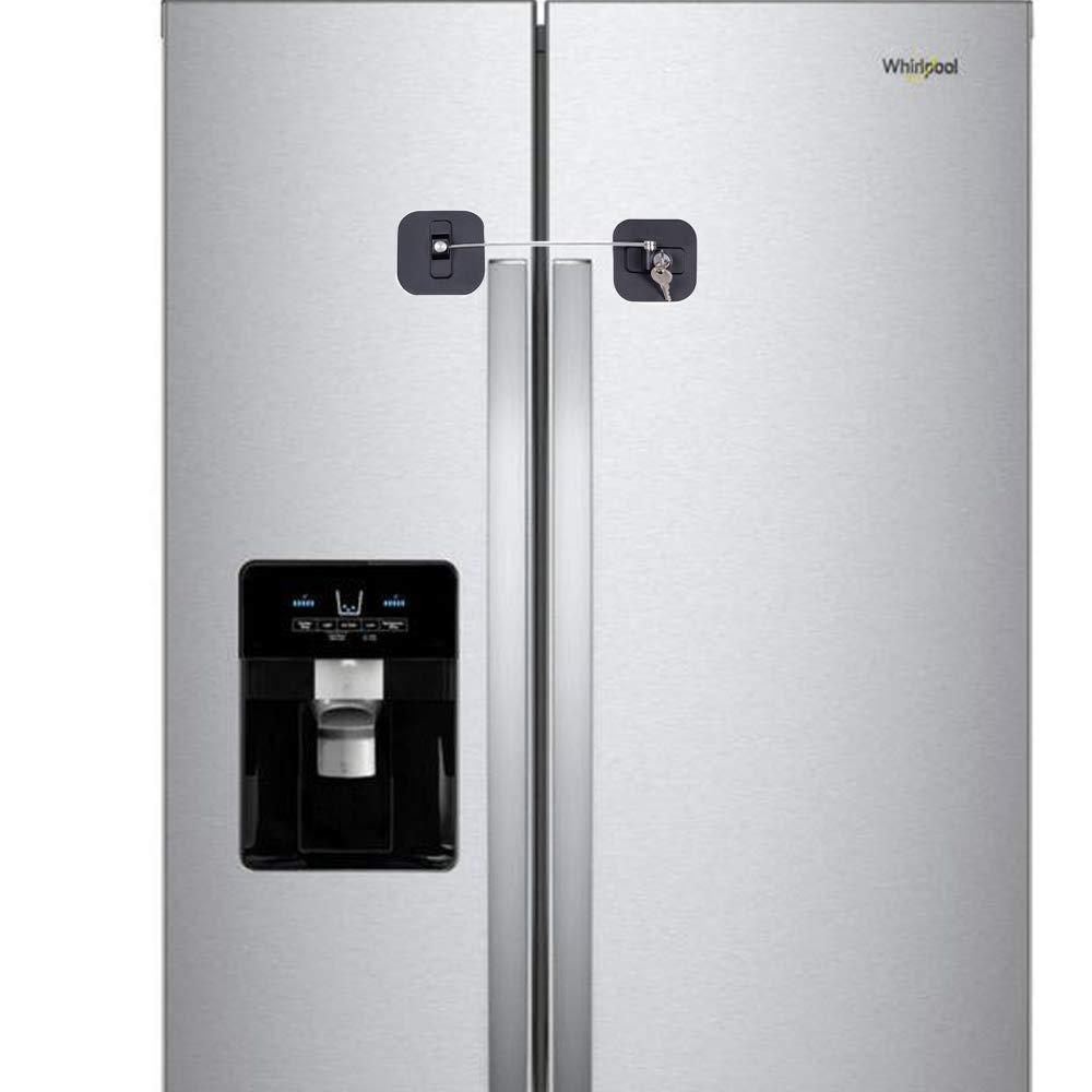 2 Pack Keyless Refrigerator Lock for Kids No Drill Door Locks Closet Lock  Locks for Refrigerator(Black) 