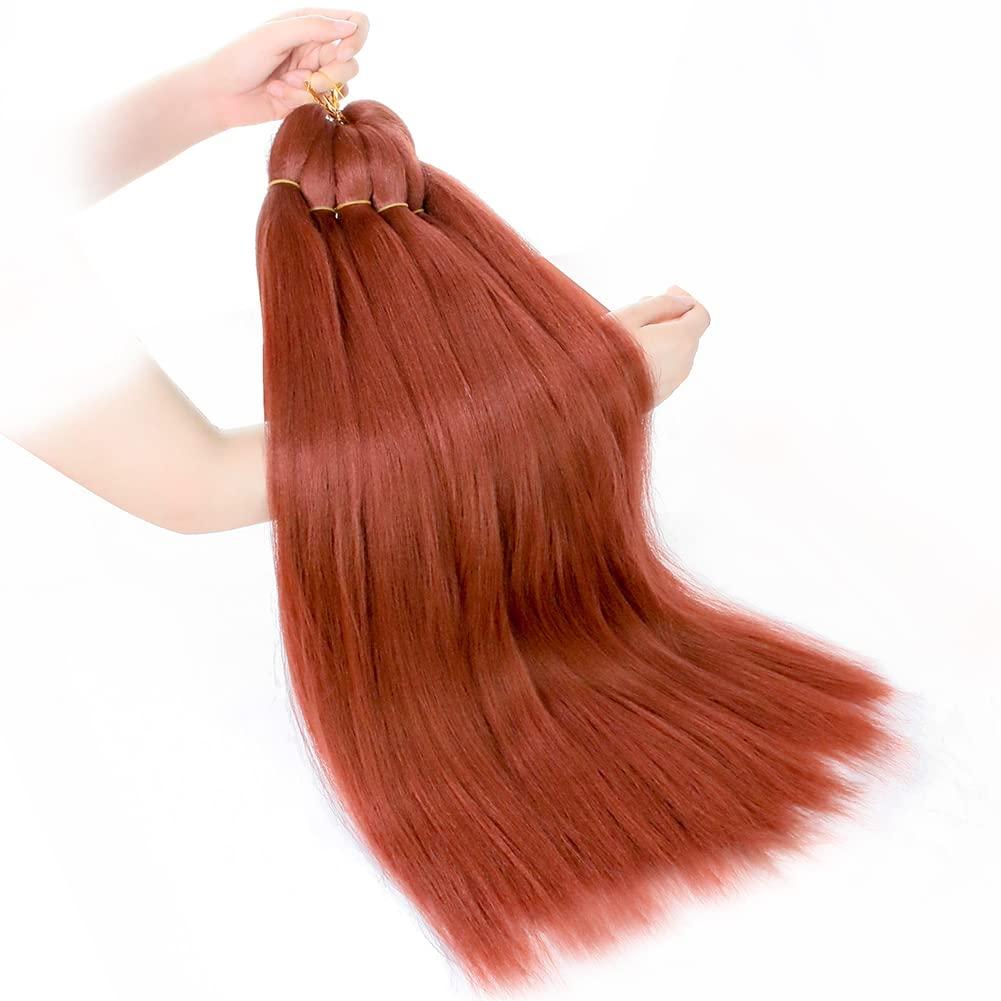 その他 RED 28 BROWN ZERAL Pre Stretched Braiding Hair 28 Inch 6 Packs - Red Copper