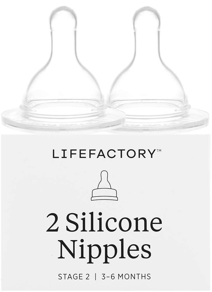 Lifefactory Stage 2 Silicone Nipples 36 Months 2Pack by Lifefactory