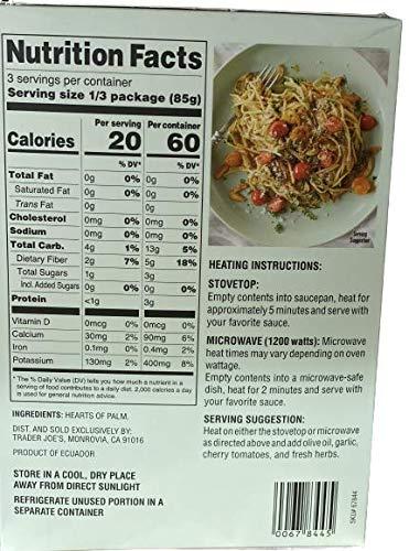 Trader Joes Hearts of Palm Pasta Linguine Shaped Gluten Free Vegan 9 ounces  (255 grams) Pack of 2
