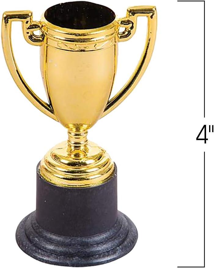 ArtCreativity Gold Plastic Trophies for Kids - Pack of 12 Golden Colored  Trophy Set - 4 Inch Award Cups for Football, Soccer, Baseball, Carnival