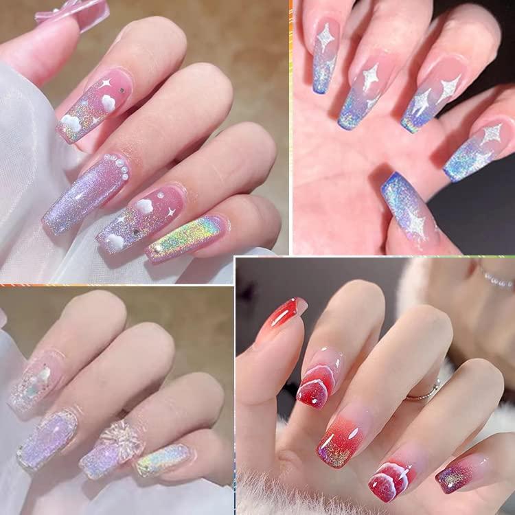 Universal Rainbow Cat Eye Gel Nali Polish, Holographic Laser Cat Eye