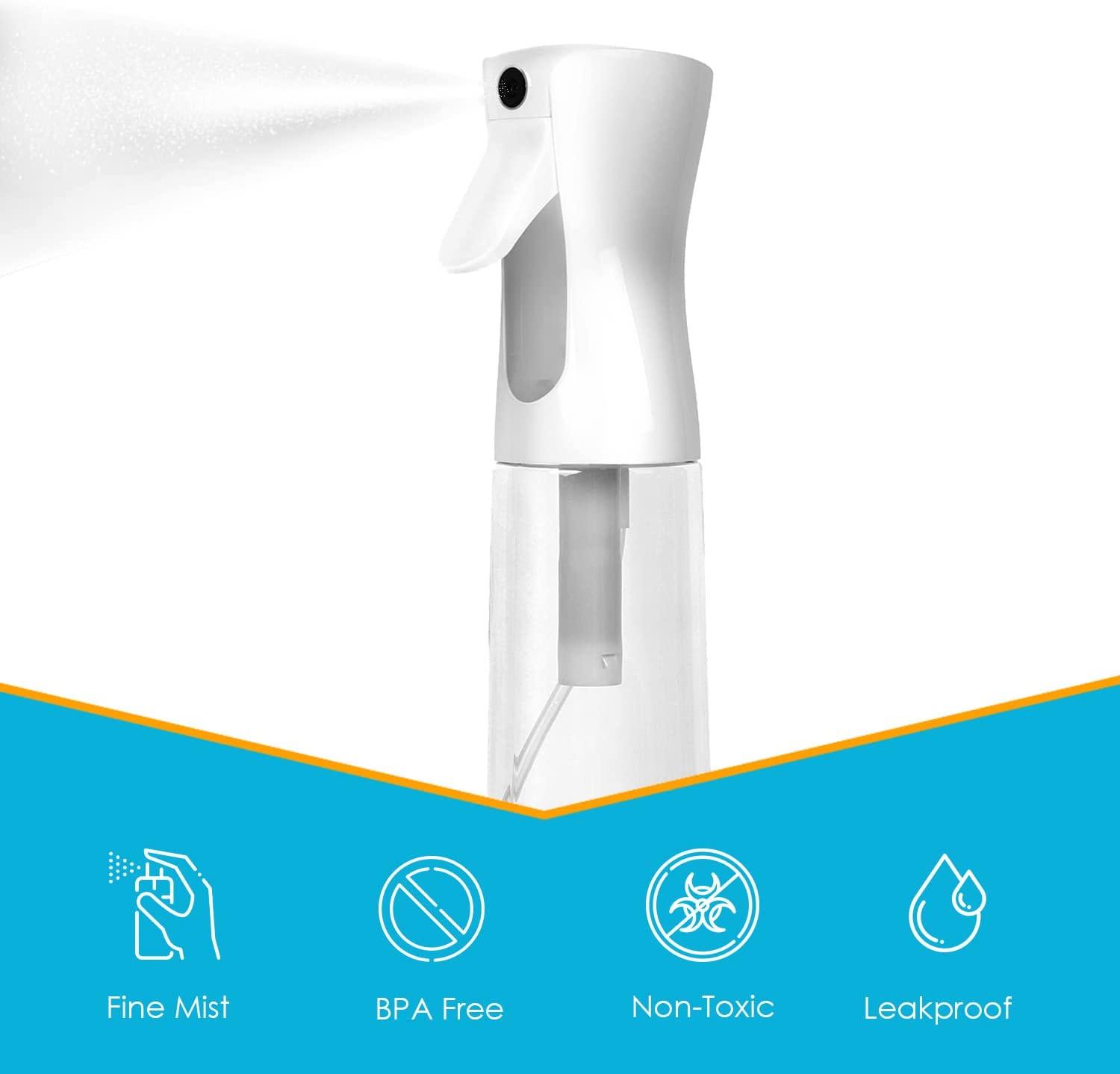 Houseables Continuous Spray Water Bottle, Hair Mist Sprayer, White, 12