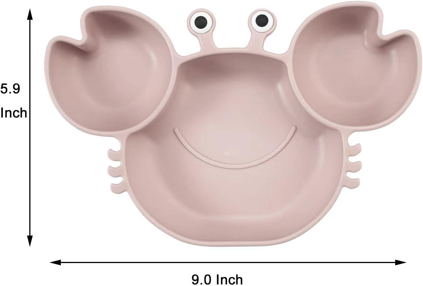 Baby Plates With Suction Bumkins Toddler And Baby Suction Plate, Divided Grip Dish For Babies And Kids, Baby Led Weaning, Feeding Supplies, Sticks To Tables And Highchairs, Platinum Silicone, For Chidren 6