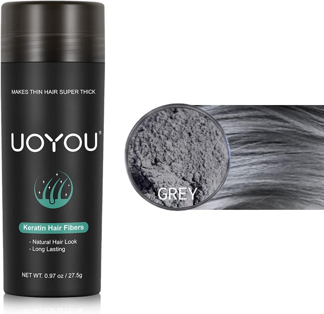 UOYOU GREY Hair Fibres for Thinning Hair 27.5g Bottle Undetectable
