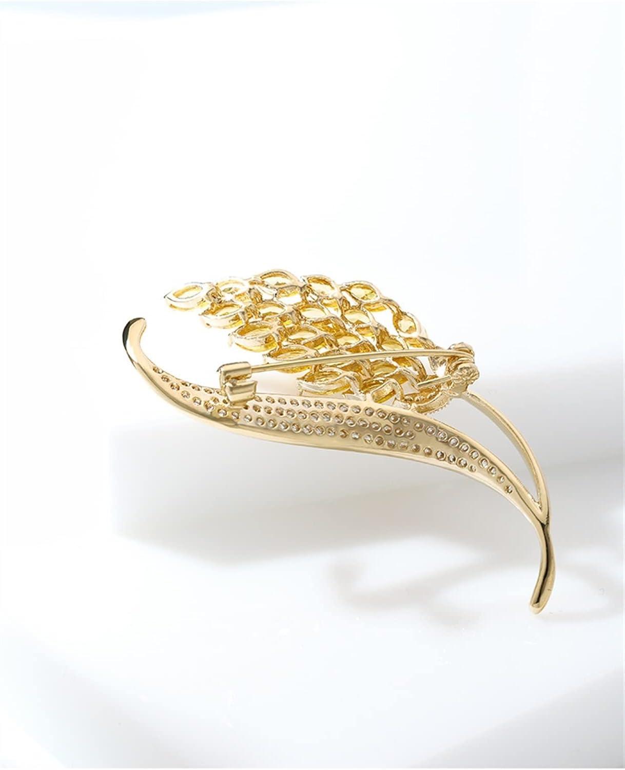 gold brooch for dress Women's gold diamond magnolia flower brooch-dress-scarf safety pin