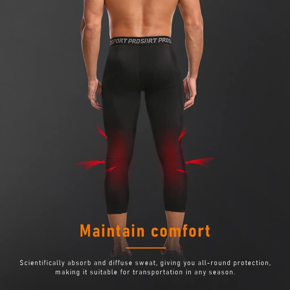  Basketball Pants with Knee Pads for Men, 3/4