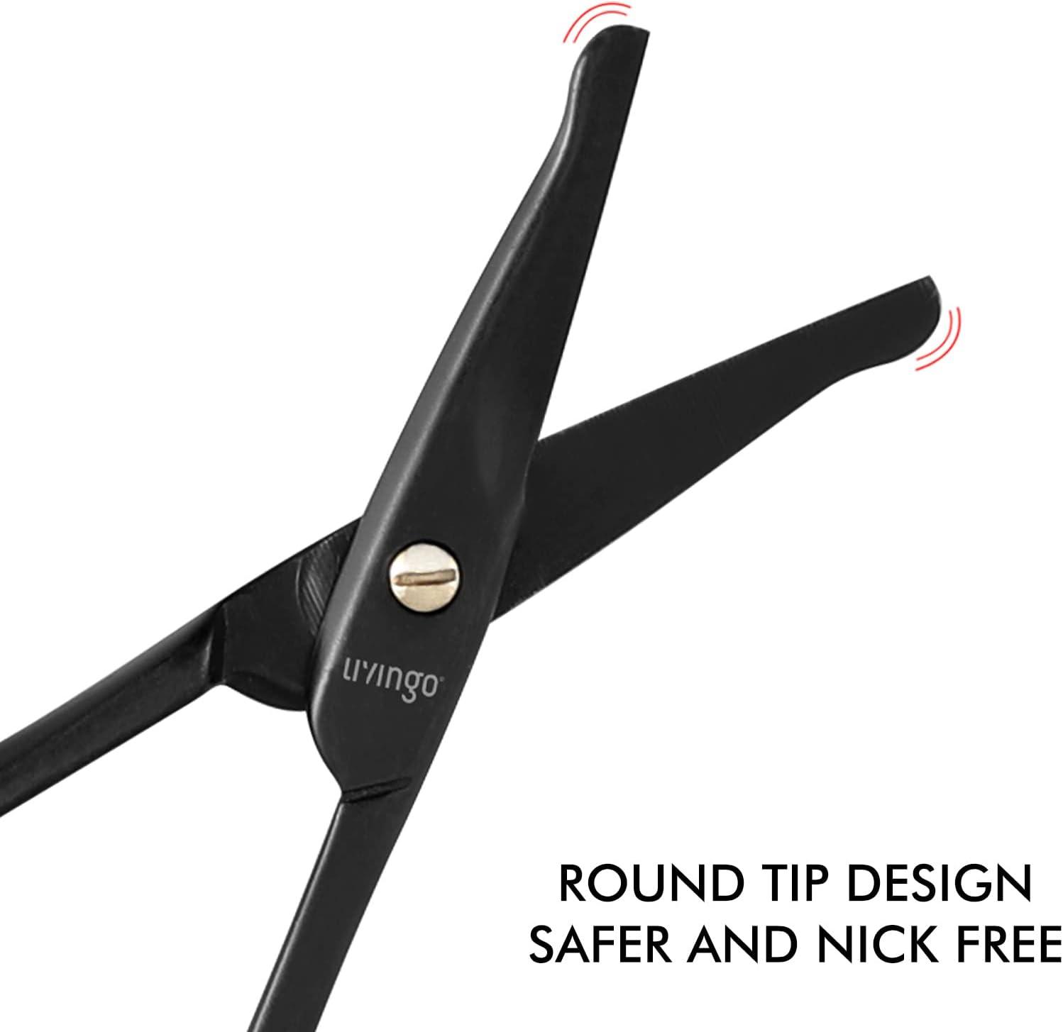 LIVINGO 3.75" Premium Nose Hair Scissors, Curved Safety Blades with