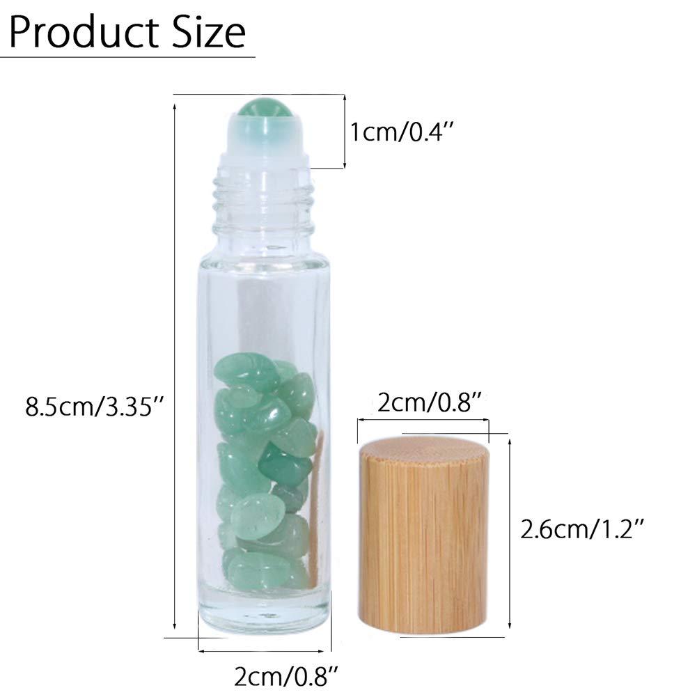 10ml Roll On Bottle For Essential Oils,10 Pack Clear Glass Roller Bottles With Natural Crystal