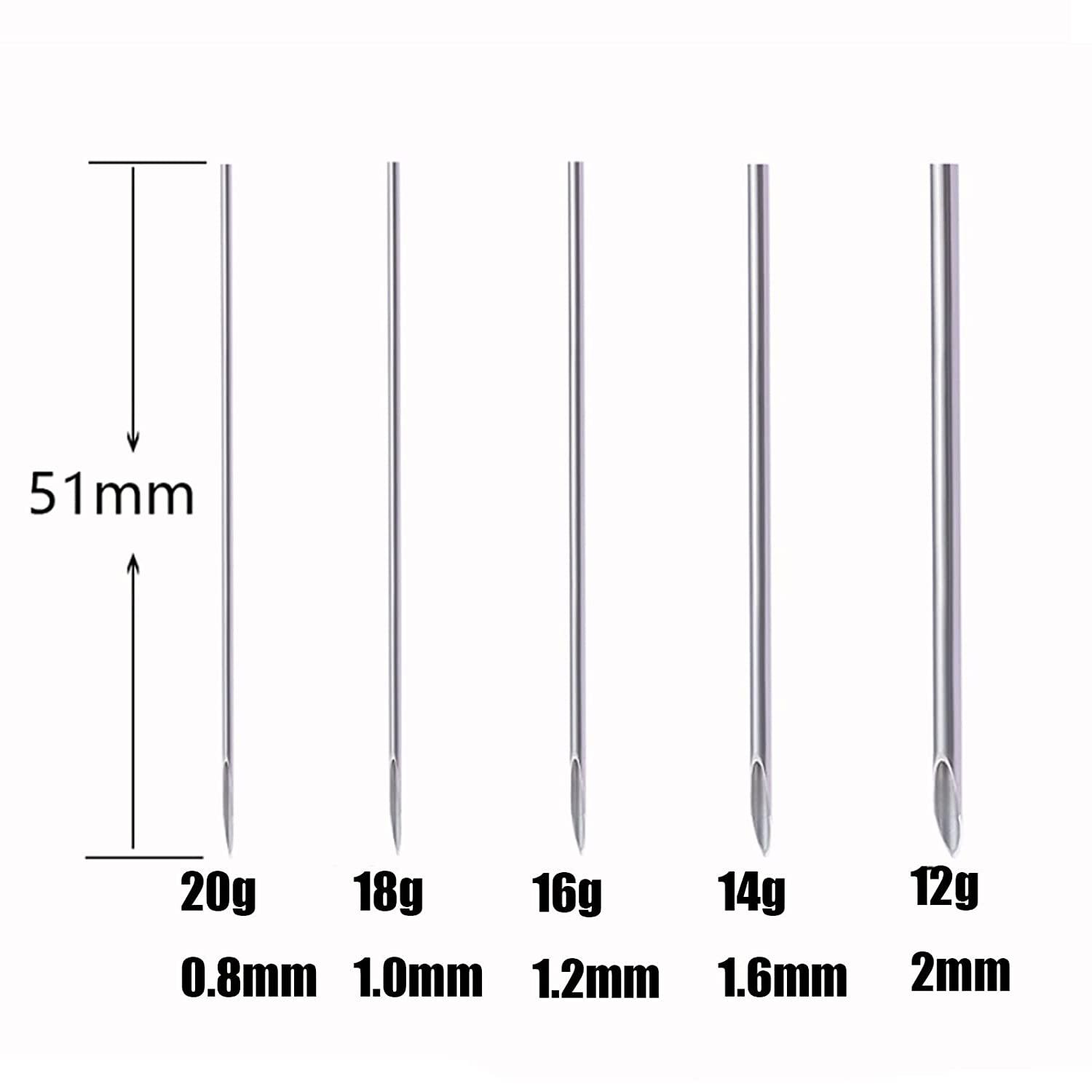 Sotica Ear Nose Piercing Needles 50/100pcs Mixed Sizes Body Piercing  Needles Hollow Needles 12G 14G 16G 18G and 20G Piercing Body Ear Nose Navel