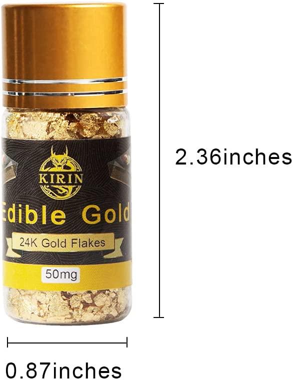 50mg 24K Edible Gold Flakes for Cake Decorating & Food Cooking, Dark