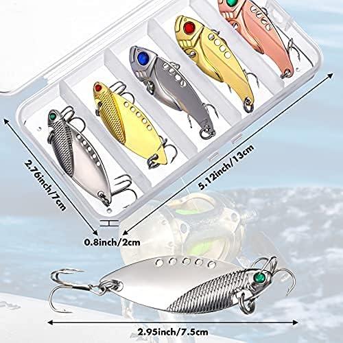 10 Pieces Metal Hard Spinner Blade Bait Fishing Lure Crankbait Bass Fishing  Spinner Blade Spinner Spoon Blade Swimbait Freshwater Saltwater Fishing  Tackle Lures Treble Hook for Bass Walleye Trout