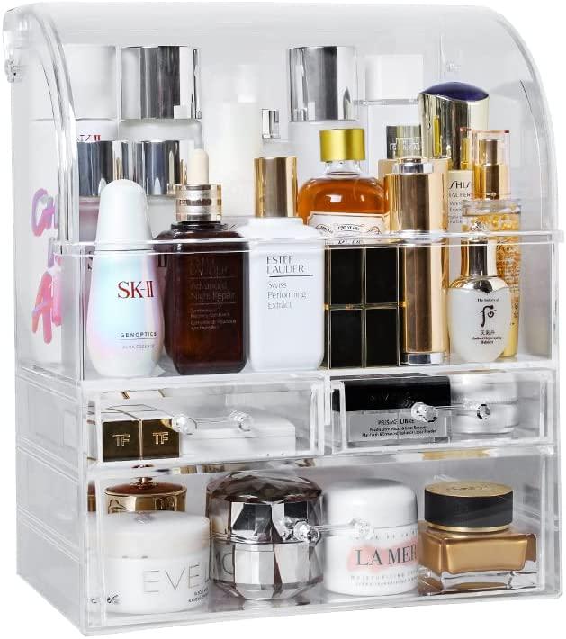  Makeup Organiser Storage Display Box Light Luxury  Multi-Function Cosmetic Organizer with Drawers, Make Up Storage Box  Dustproof Cosmetics Skin Care Products Storage, Jewelry Organizer Case  Cosmetic Or : Beauty & Personal