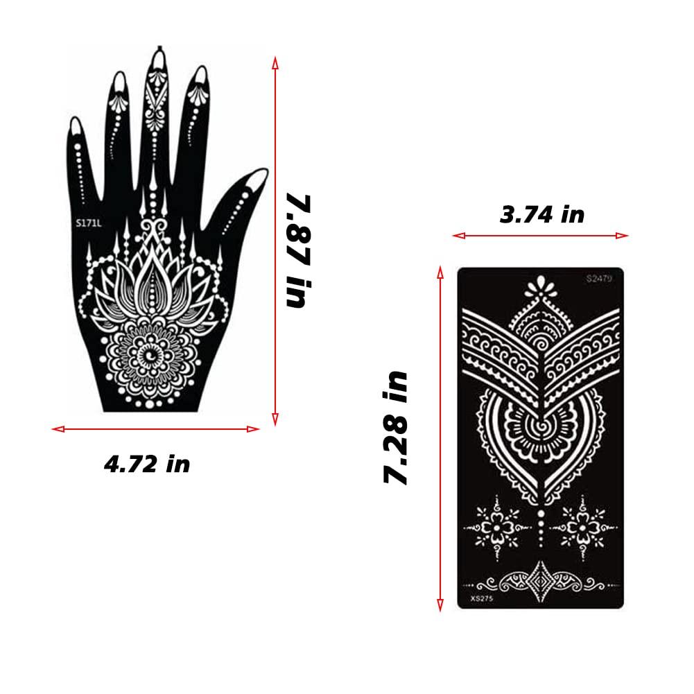 XMASIR 16 Sheets Temporary Henna Tattoo Kit Reusable Tattoo Stencils