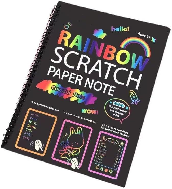 yesogreat Scratch Art Books for Kids, Rainbow Scratch Paper Black