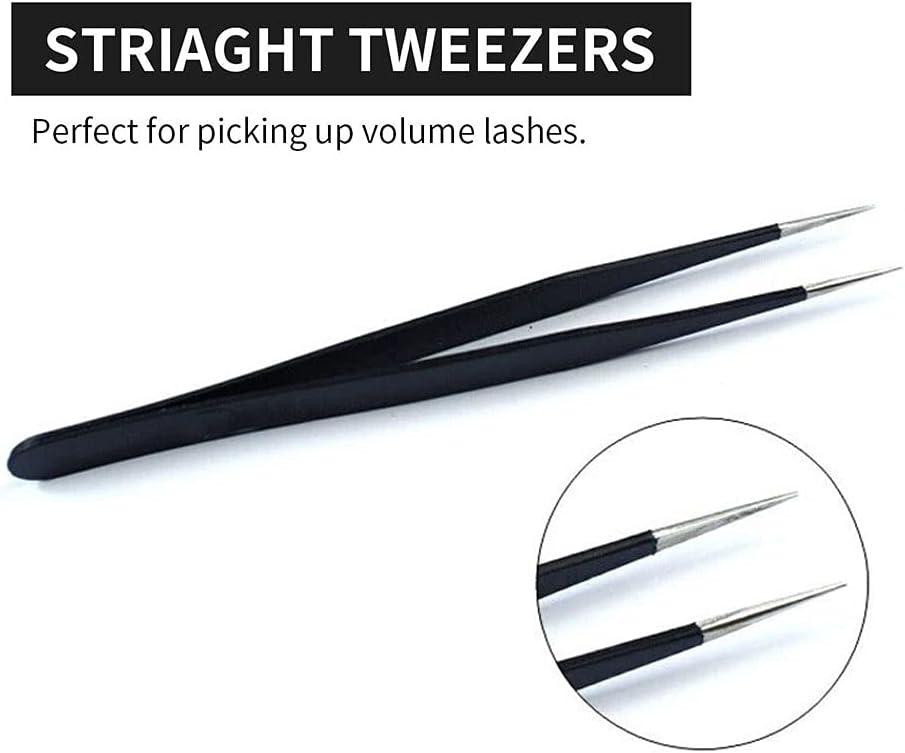 2pcs Straight and Curved Pointed Tweezers for Eyelash Extension