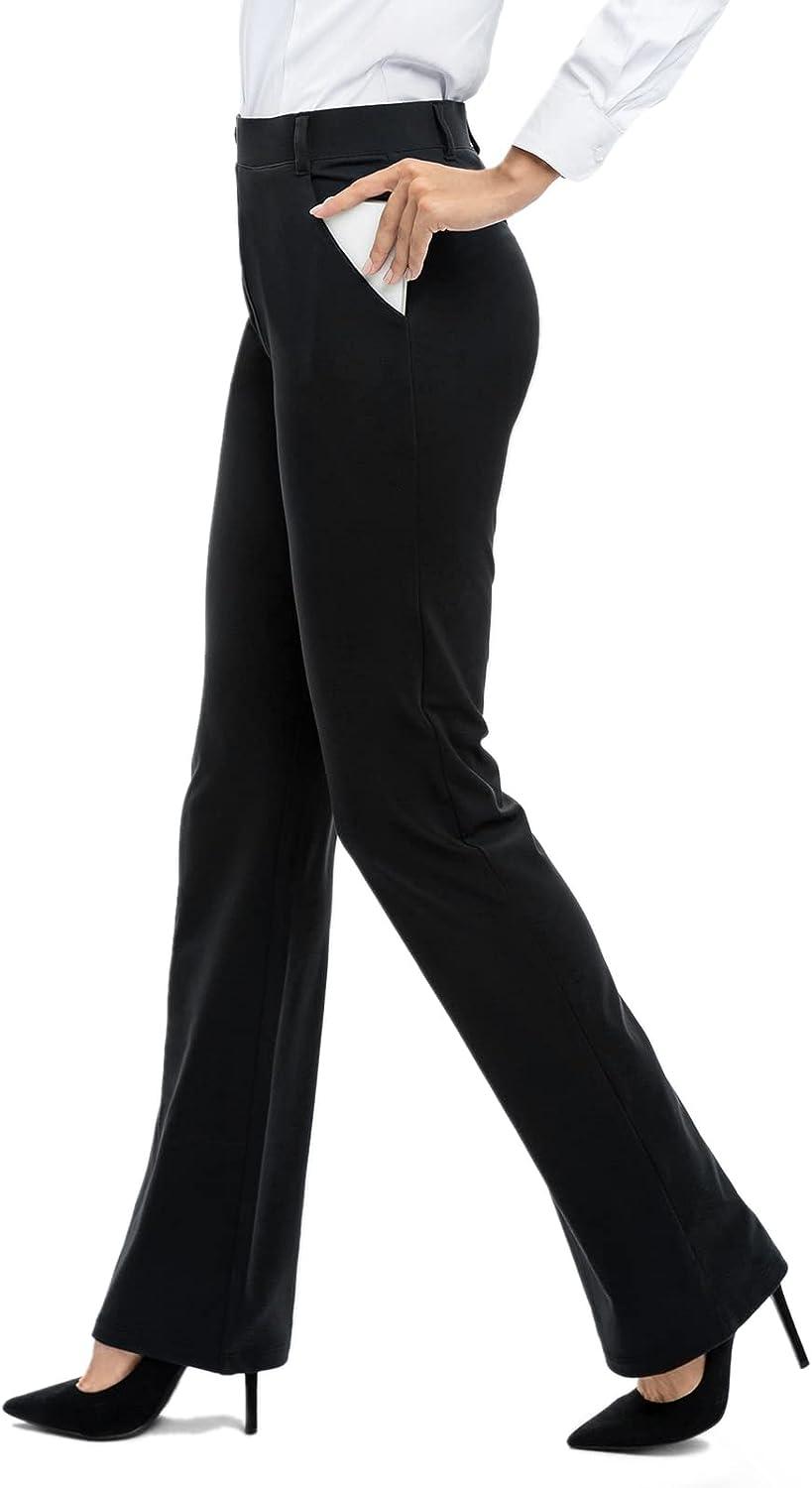 Women's Yoga Dress Pants Bootcut Stretchy Work Slacks Office Business  Casual Golf Pant with 4 Pockets 31Inseam Large Black