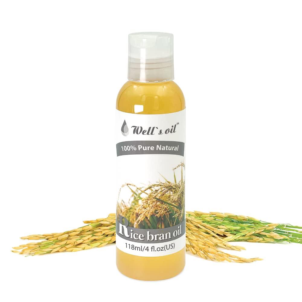 Well's 100 Pure Rice Bran Oil 4oz / Antioxidant/Rich in Vitamin E, A, and B12 / Moisturizes