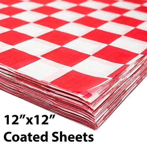 Deli Paper Sheets Sandwich Wrap Paper - 12x12 Food Wrapping Grease  Resistant Checkered Liner Papers, Perfect for