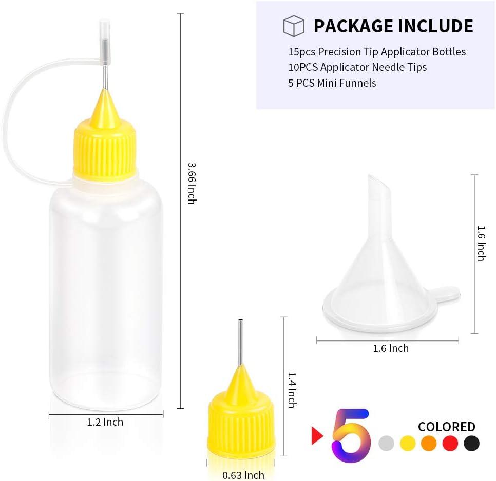 YGDZ 15pcs Precision Tip Applicator Bottles 30ml 5 Colors Needle