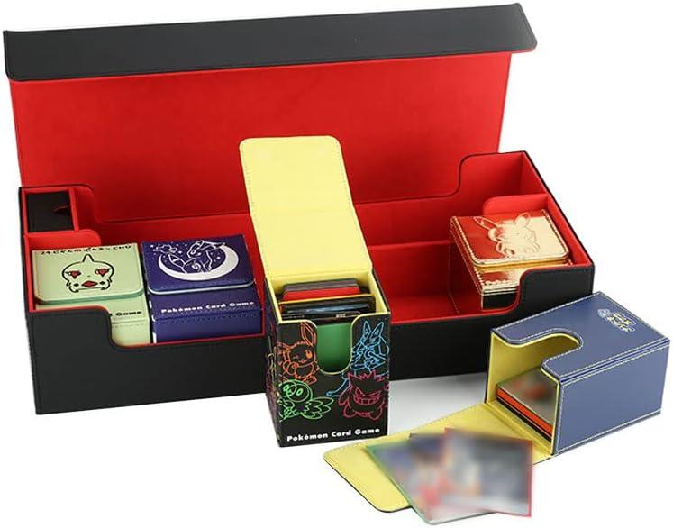 Scimi Premium Trading Card Storage Box - Holds 800+ Sleeved Cards - for  MTG, YuGiOh, Uno, Pokemon, Sport Cards - with Mat Case and Strong Magnet  Closure - Black & Red |