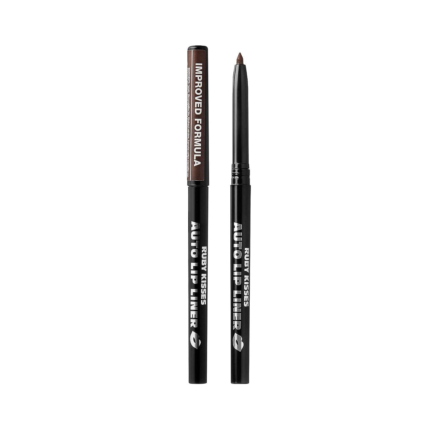 Ruby Kisses Auto Lip Liner Pencil 3 PACK (Dark Brown) Long Lasting