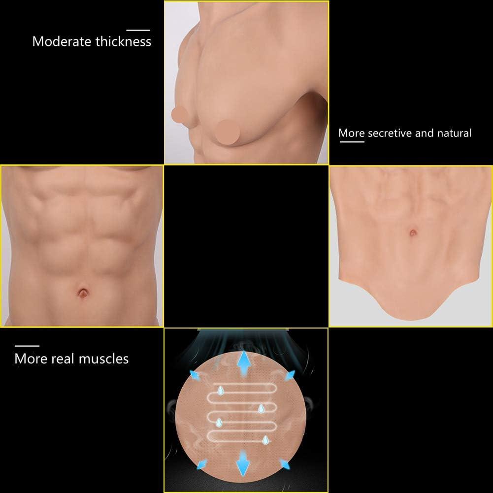 YIQI Silicone Muscle Chest Realistic Male Chest Vest Abdominal Muscle  Simulation Skin Silicone Soft Ivory White Large-X-Large Basic Type