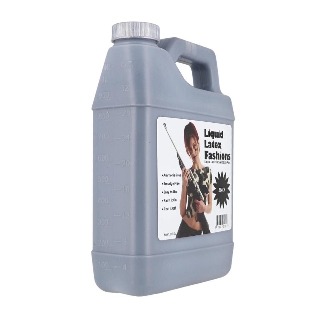 Black 32 Oz Liquid Latex Body Paint Ammonia Free No Odor Easy On and Off Cosplay Makeup