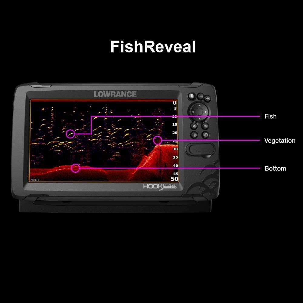 Lowrance Hook Reveal 7 Inch Fish Finders with Transducer Plus Optional  Preloaded Maps 7 Tripleshot C-map Us Inland Maps Fish Finder