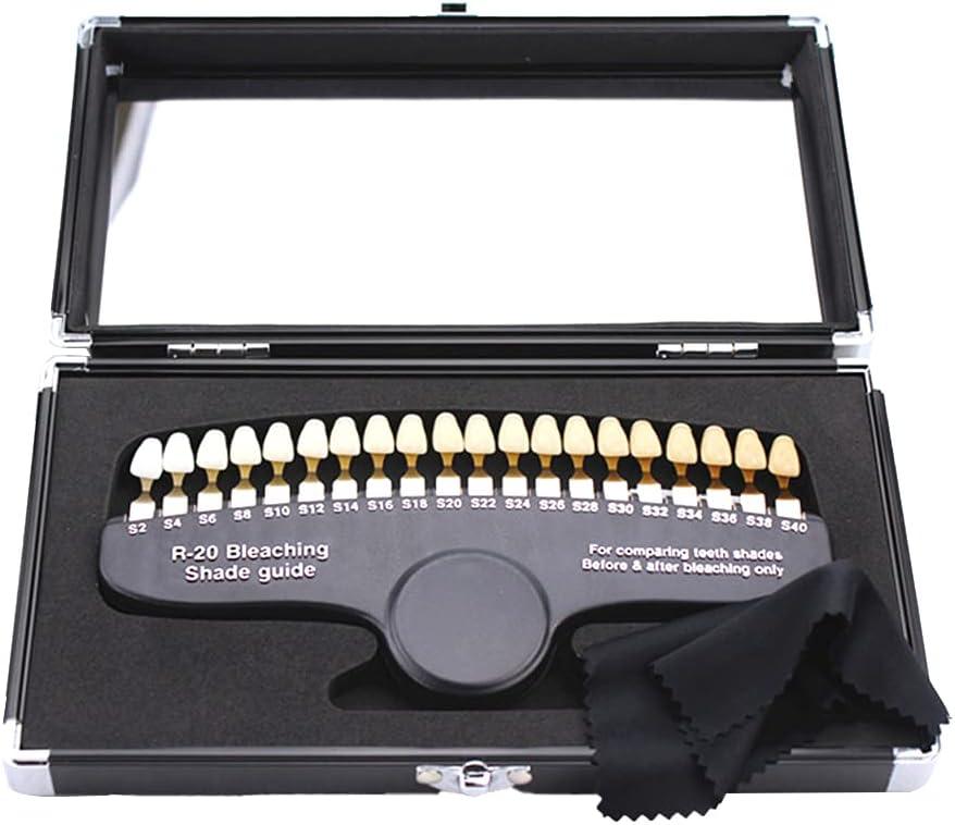 20 Dental Tooth Whitening Shade Guide with Mirror for Dentist Tracking