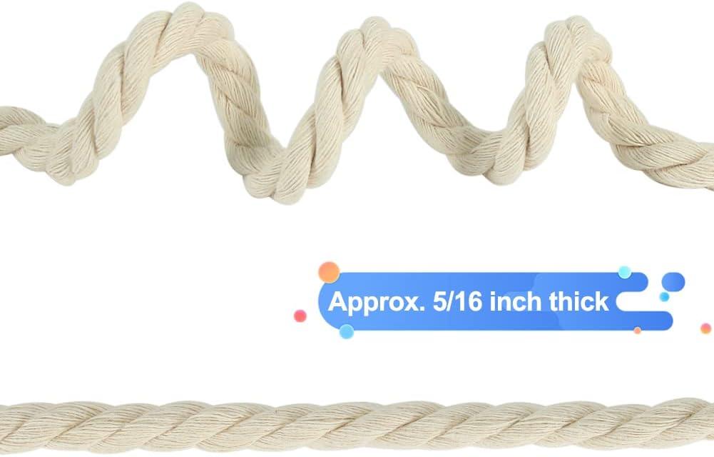 Tenn Well 8mm Macrame Cord 59 Feet 3Ply Twisted Craft Cotton Rope