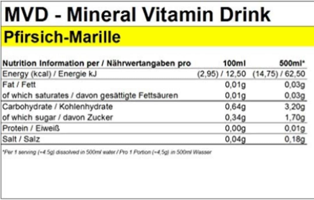 Peeroton MVD Mineral Vitamin Drink Peach Marille Electrolyte Powder