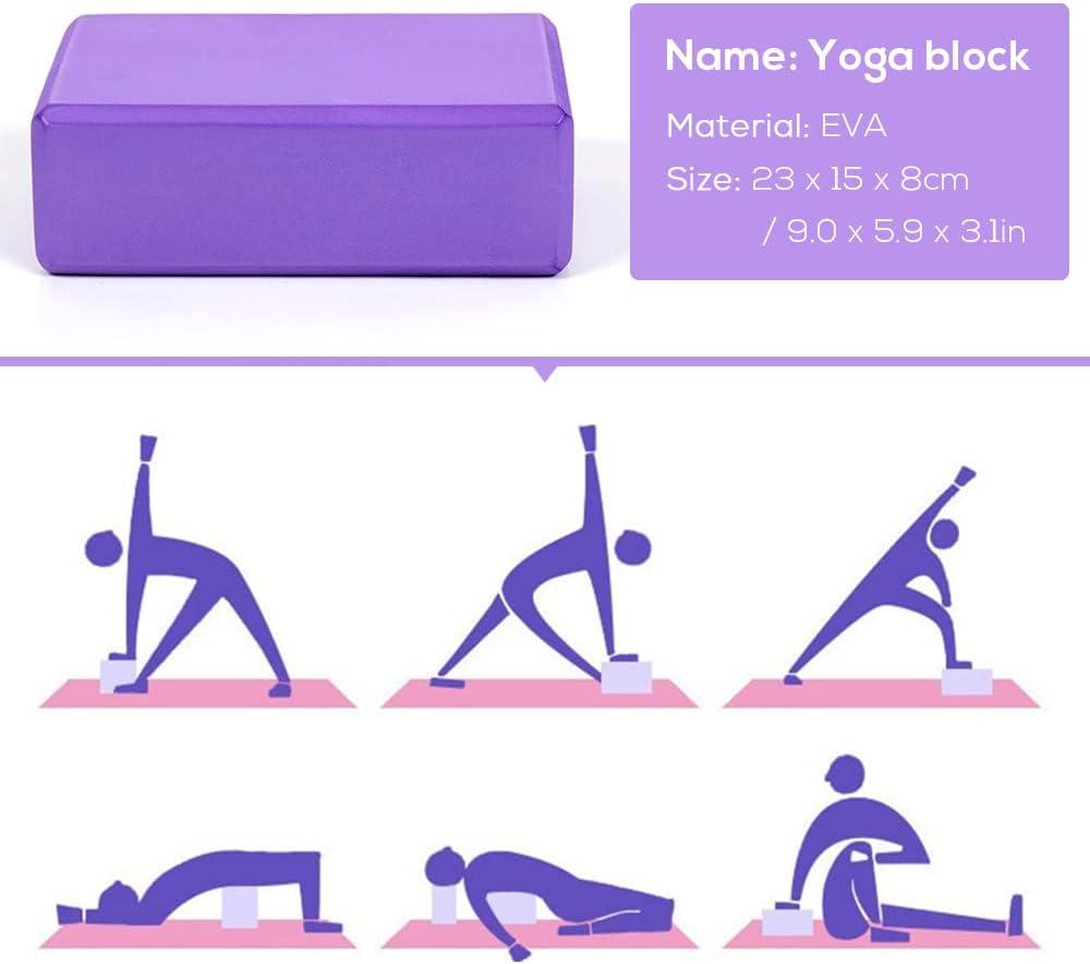 Lixada Yoga Blocks,Yoga Ball Chair,5Pcs Yoga Equipment Set Include Yoga  Ball Stretching Strap Resistance Loop Band Exercise Band(Optional) Purple