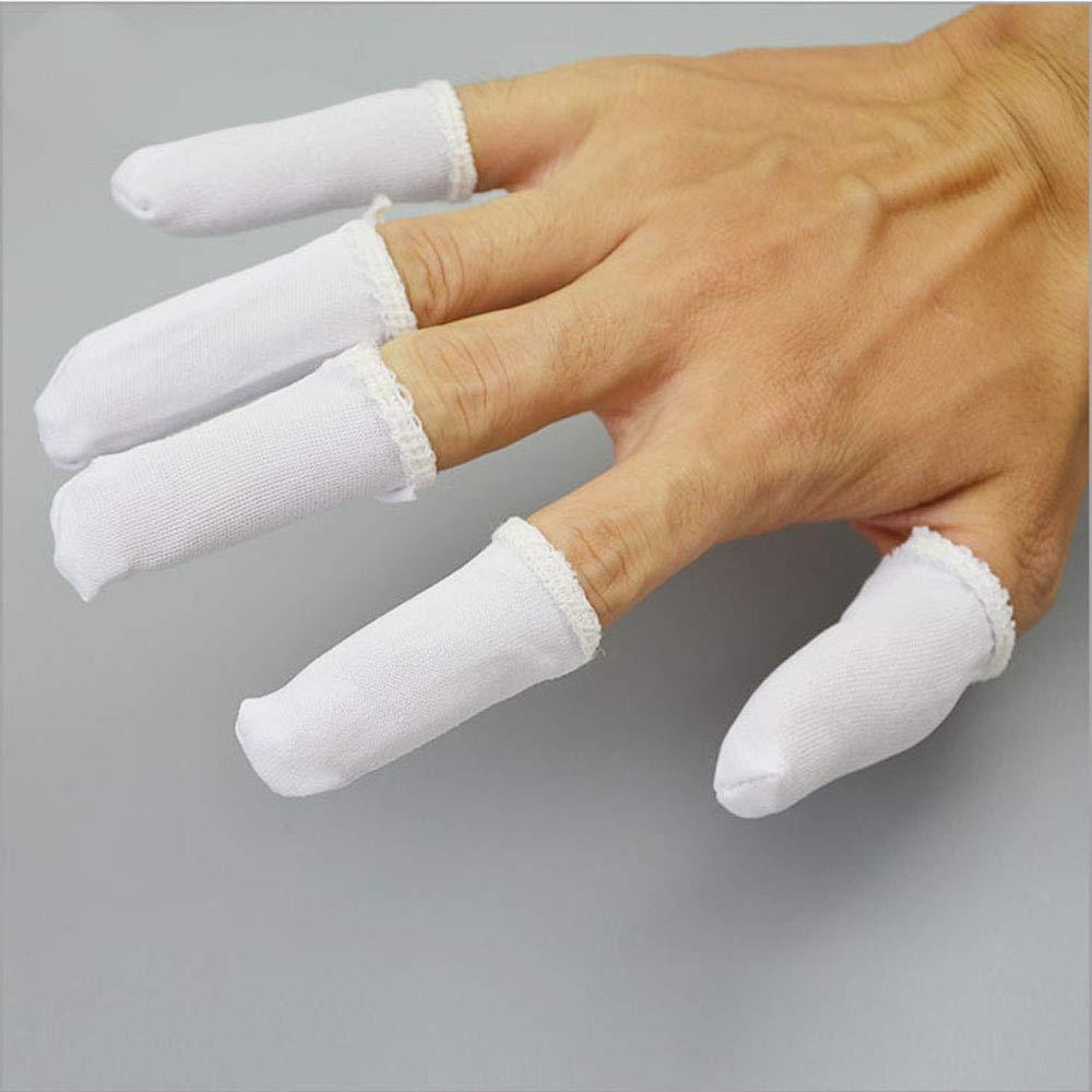 Onwon 100 Pieces Finger Cots Cotton Finger Guards Elastic Fabric Finger