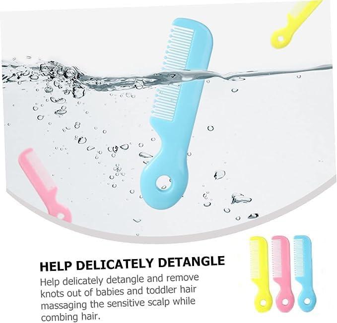 Baby Comb Set Blue Pink Yellow(3Pieces) Gentle Soft Safe Toddler Hair