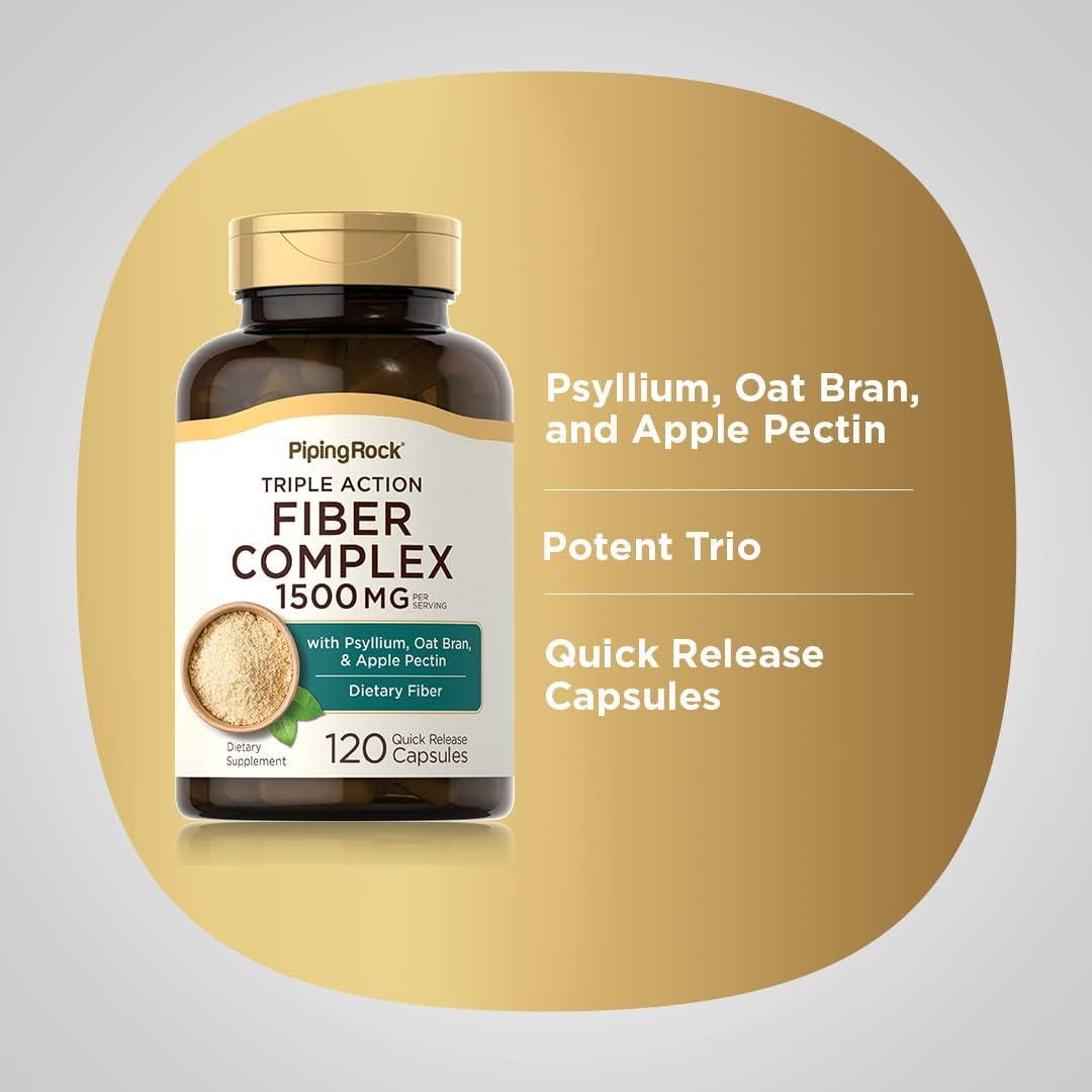 Piping Rock Fiber Complex 1500mg 120 Capsules Triple Action Fiber